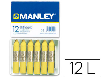 12 lápices cera blanda Manley unicolor verde amarillo claro nº47